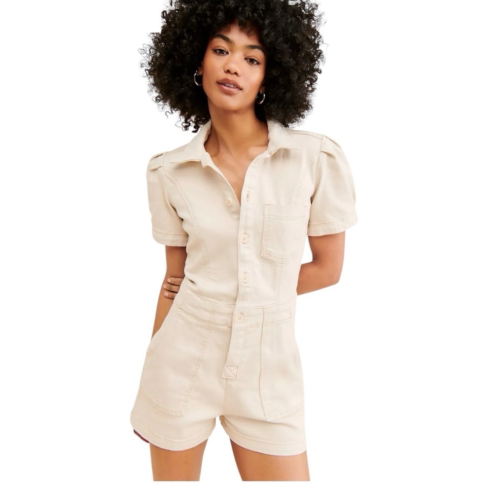 Pilcro Anthropologie Women’s Neutral Beige The Kit Utility Romper Size 2
